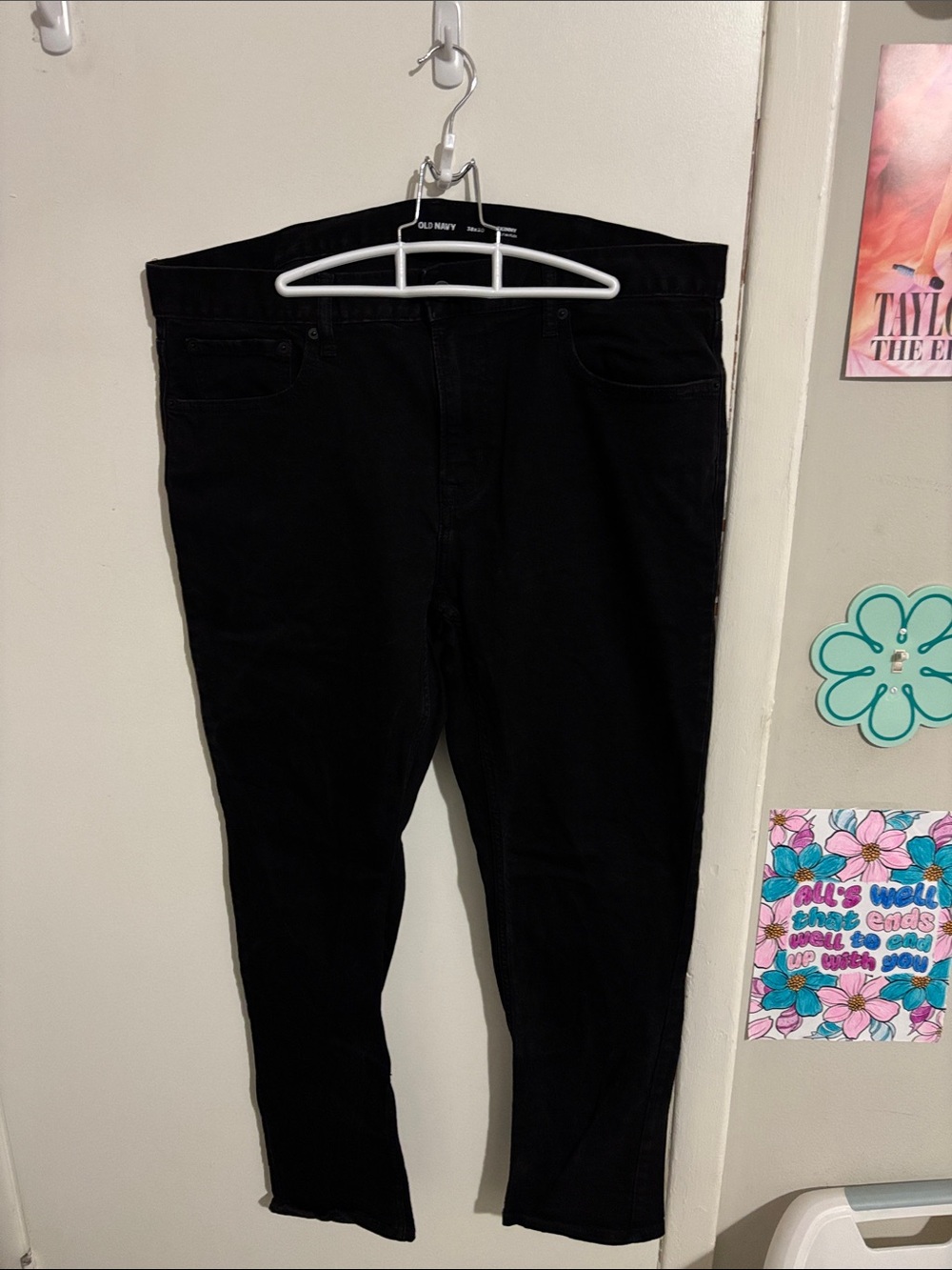 Men's 38x30 Old Navy Skinny Built-In Flex Jeans Black - 99% Cotton